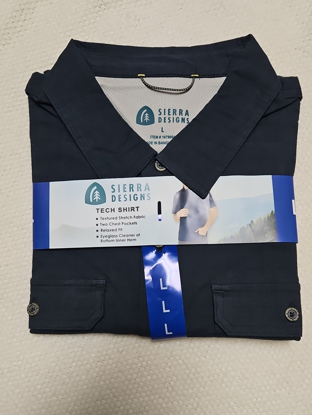 Sierra Designs Men’s Navy Tech Button-Down Shirt